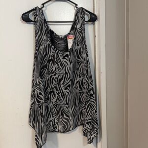 Deb Black and White Sheer Zebra Print top. Plus size 3X
